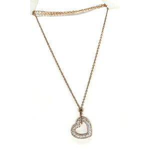 Michael Kors Rose Gold Pave Crystal Heart Shaped Pendant Necklace